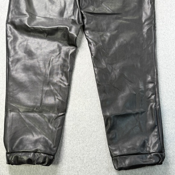 Abercrombie & Fitch Faux Leather Joggers Pants Black‎ Size M Drawstring Waist - Picture 11 of 11